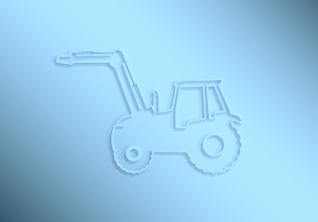Agricultural machinery. Vehicle for field farm work. Industrial tractor transport icon. 3D renderの写真素材