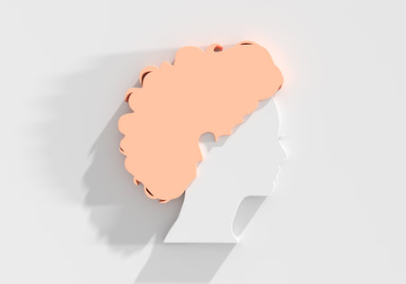 Young woman face side view icon. Elegant silhouette of a female head. Avatar profile sign. 3D renderの写真素材