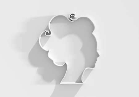 Young woman face side view icon. Elegant silhouette of a female head. Avatar profile sign. 3D renderの写真素材