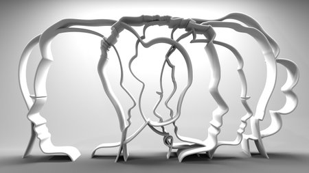 Social media network. Outline human silhouettes. Digital, interactive and global communication...