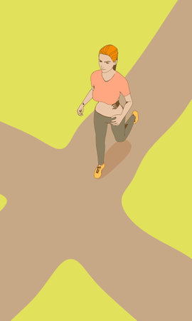 Running woman at crossroads. Sport and recreation concept. Outdoor fitness.のイラスト素材