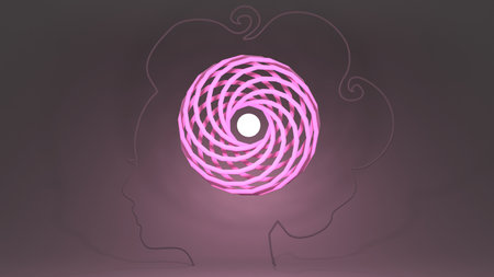 Personal growth and development. A woman head in profile with a tangled ball of nerves. Business and...