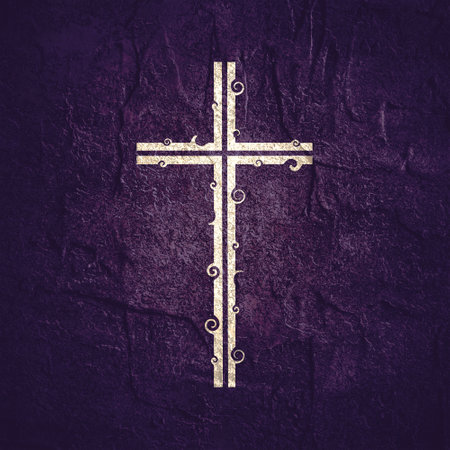 Decorated Christian cross for web banner or social graphic. Religion concept illustration.の写真素材