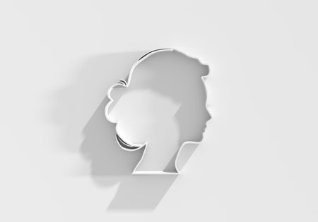 Young woman face side view icon. Elegant silhouette of a female head. Avatar profile sign. 3D renderの写真素材