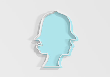 Elegant silhouettes of a female head. Avatar profile sign. 3D renderの写真素材