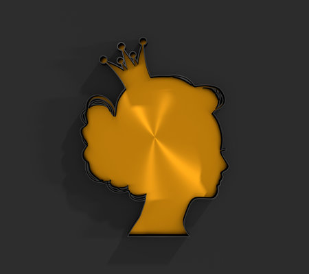 Profile view silhouette of a princess or queen. Cute girl portrait. 3D renderの写真素材