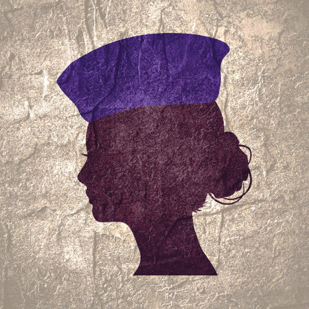 Portrait of flight attendant. Face side view icon. Elegant silhouettes of a female head. Avatar profile signの写真素材
