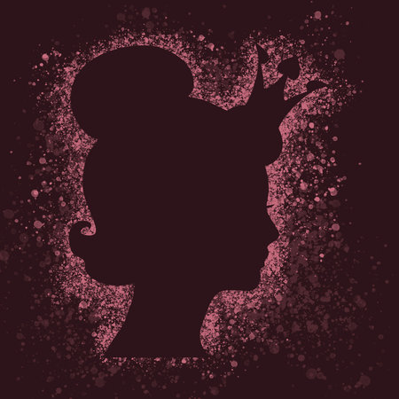 Profile view silhouette of a princess or queen. Cute girl portrait. Spray painting.の写真素材