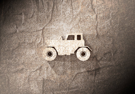 Agricultural machinery. Vehicle for field farm work. Industrial tractor transport icon.の写真素材