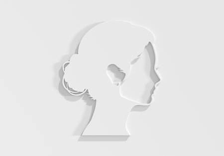 Young woman face side view icon. Elegant silhouette of a female head. Avatar profile sign. 3D renderの写真素材