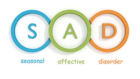 SAD - Seasonal Affective Disorder acronym. Mood disorder. 3D renderの写真素材