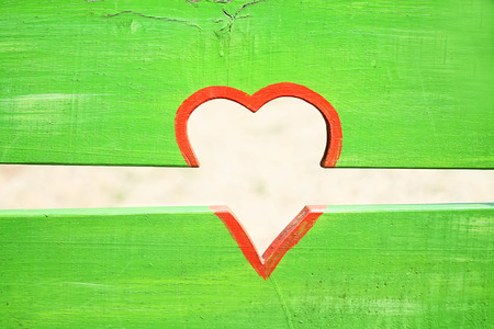 red heart on greenの写真素材