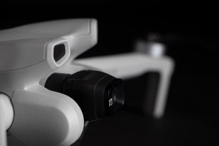 drone on a black background. Close-up. Selective focus.
