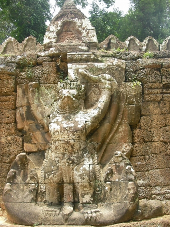 Carving at Angkor Wat, Siem Reap, Cambodia の写真素材