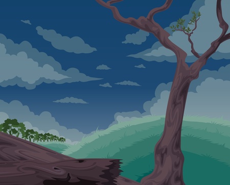 illustration Beautiful night Landscape Background のイラスト素材