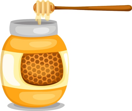 Honey pot and honey dipperのイラスト素材