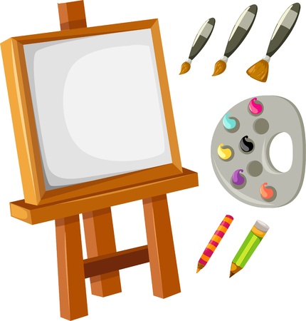 illustration isolated Artist drawing accessories vector のイラスト素材