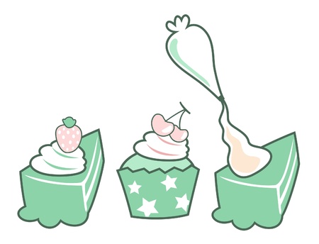 cake and cupcake illustration of isolated on white background のイラスト素材