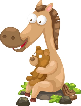 horse with bear Illustration のイラスト素材