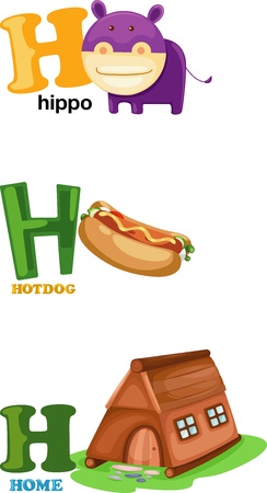Animal alphabet letter - Hのイラスト素材
