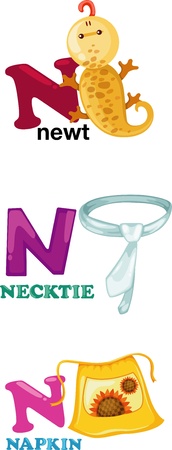 Animal alphabet letter - Nのイラスト素材