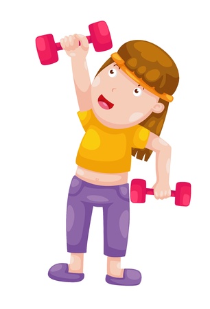 woman with dumbbells isolated on white background vectorのイラスト素材