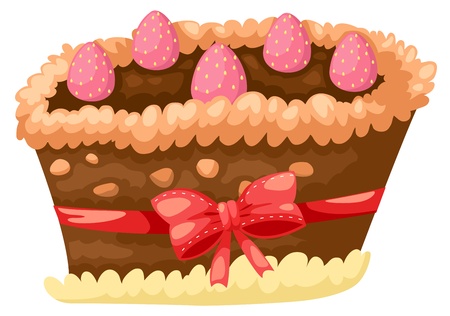 cake chocolate with strawberry vectorのイラスト素材