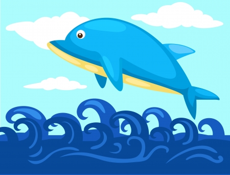 Illustration of a jumping dolphinのイラスト素材