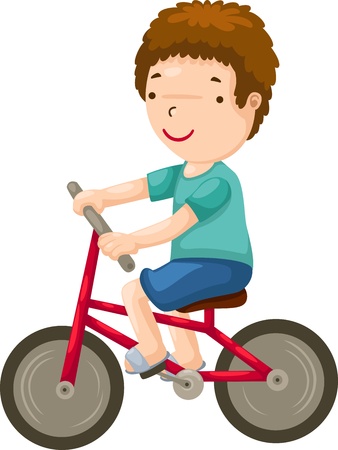 young boy riding a bicycleのイラスト素材