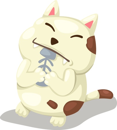 cat and fish illustrationのイラスト素材