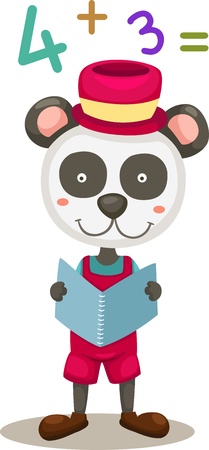 illustration of panda reading a book のイラスト素材