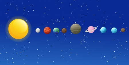 illustration of isolated Solar system icons のイラスト素材