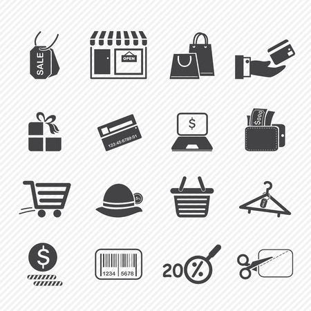 Shopping icons isolated on white background のイラスト素材