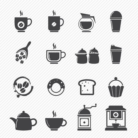 Coffee and tea Icons isolated on white background のイラスト素材