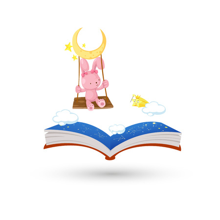 The swinging rabbit with the horoscope bookのイラスト素材