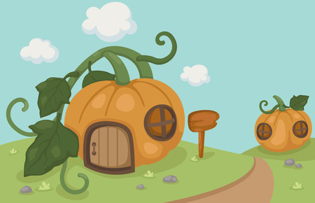 Illustration of a pumpkin houseのイラスト素材
