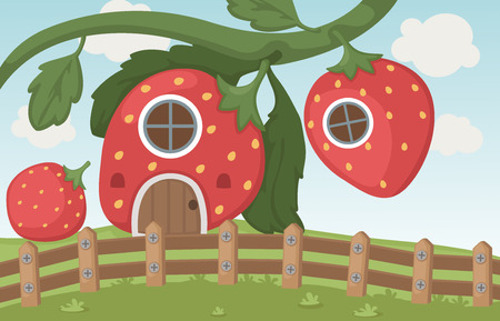 Illustration of a strawberry houseのイラスト素材