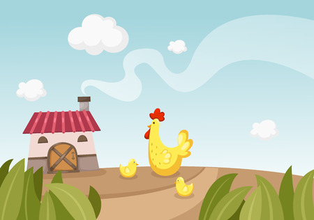 Illustration of a rural landscapeのイラスト素材