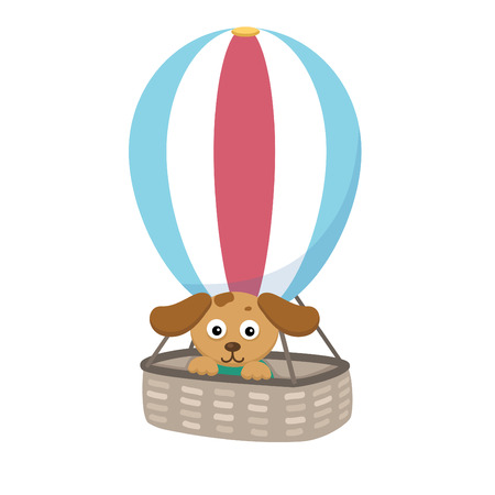 The dog on hot air balloonのイラスト素材