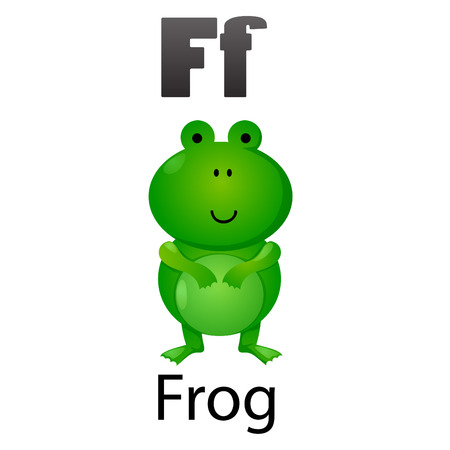 Alphabet F with Frogのイラスト素材
