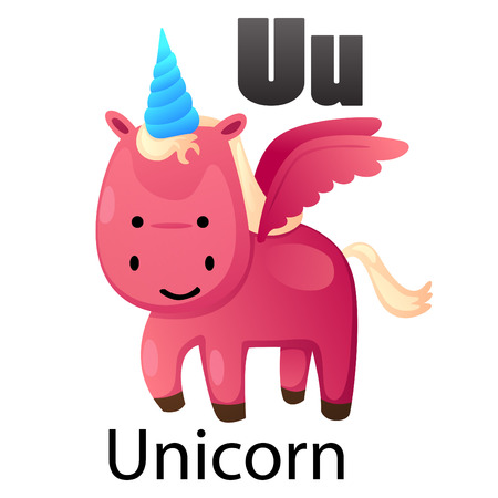 Alphabet U with unicornのイラスト素材