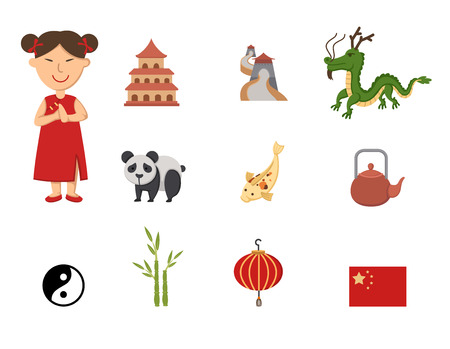 illustration of china symbol vector setのイラスト素材