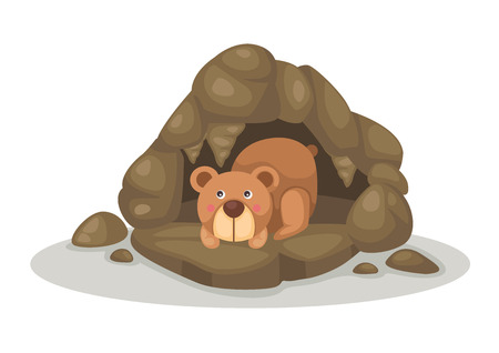 illustration of bear sleeping in caveのイラスト素材