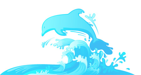 illustration of jumping dolphin out of water vectorのイラスト素材