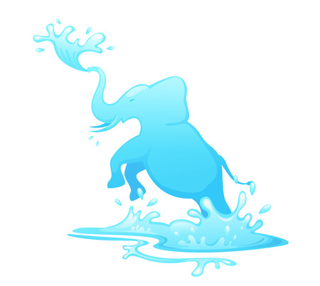 illustration of jumping elephant out of water vectorのイラスト素材