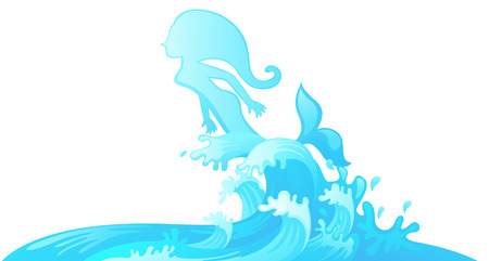 illustration of jumping mermaid out of water vectorのイラスト素材