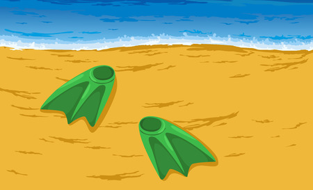 illustration of beautiful beach and tropical sea vectorのイラスト素材