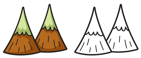 Illustration of isolated colorful and black and white mountain for coloring bookのイラスト素材