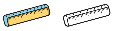Illustration of isolated colorful and black and white ruler for coloring bookのイラスト素材