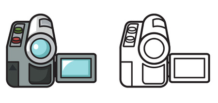 illustration of isolated colorful and black and white video for coloring bookのイラスト素材